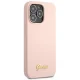 Guess iPhone 13 Pro Max Case Silicone Script Gold Logo, Light Pink
