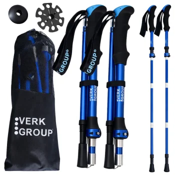 Verk Group Foldable Nordic Walking and Trekking Poles Set with Bag, Blue