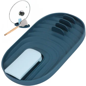 Kitchen Rest for 4 Spoons and Lid, Blue