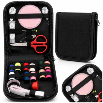 Travel Sewing Kit in Zip Case with Threads and Needles