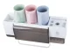 Toothbrush and Cup Organizer with Toothpaste Dispenser, White