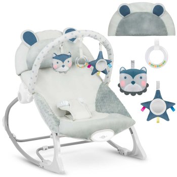 Ricokids Baby Bouncer and Rocker with Soothing Vibration, Grey