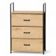 3 Drawer Dresser with Metal Frame for Bedroom Hallway, light wood