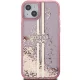 Guess iPhone 15 Plus / 14 Plus Case Liquid Glitter Gold Stripes, Pink