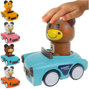 Iso Trade 00026728 Sensory Toy - Animal Cars, 4 pcs