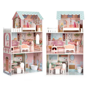 Ecotoys Large Dollhouse with Furniture, 106 cm