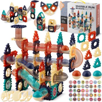 Ricokids Magnetic Tiles Marble Run Construction Set RK-765, 110 Pieces