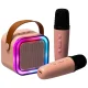 Kids Karaoke Set with Bluetooth Speaker, RGB and 2 Microphones 6W, Pink