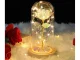 Eternal Rose in Glass Dome with LED Light and Wooden Base