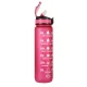 Motivational Water Bottle with Time Marker Reminder Tracker Leak-proof BPA Free, 1L, Pink