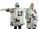 Oversized Panda Hoodie Blanket, Warm Wearable Sweatshirt with Hood, Green