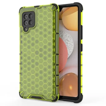 Honeycomb Case Armor Cover with TPU Bumper for Samsung Galaxy A42 5G, Green
