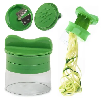 Manual Vegetable Chopper and Spiralizer, Green