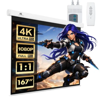 Maclean MC-562 Electric Projection Screen, 167", 1:1, 300x300 cm
