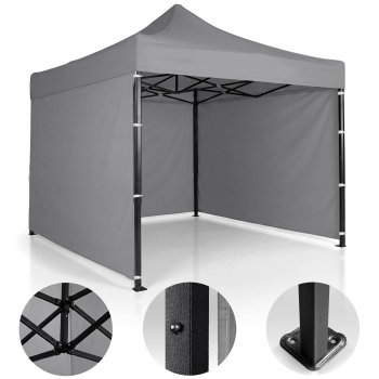 Plonos Garden Pavilion with 3 Walls 3x3m, Grey