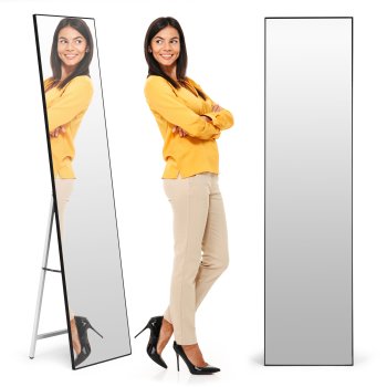 Full Length Standing Mirror 159 cm with Aluminum Frame by ModernHome, Black
