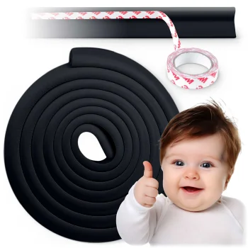 Ricokids 798711 Foam Edge Protector Tape for Furniture, Black, 6 m