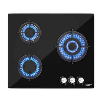 IsEasy MGBG-603 3-Zone Gas Hob, Black