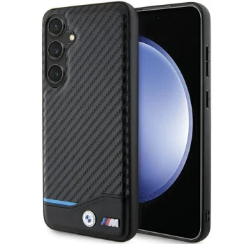 Samsung Galaxy S24+ Plus (SM-S926) BMW Leather Carbon Case Cover (BMHCS24M22NBCK), Black