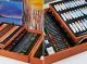 Artist\'s painting drawing set in a wooden box 174 pcs. pencils, paint, brushes, etc.