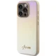 Guess iPhone 14 Pro Case Saffiano Iridescent Script, Gold