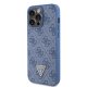 Guess Leather 4G Triangle Strass Case for iPhone 15 Pro Max, Blue