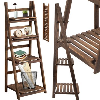 Standing Wooden Flower Stand 4 Level Bookcase