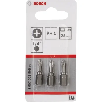 Bosch Extra Hard PH1 Screwdriver Bits 25mm, 3-Piece Set