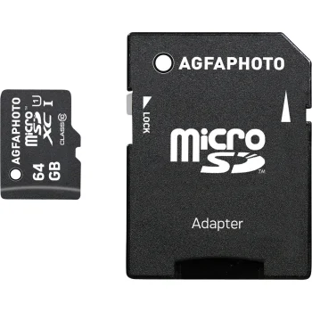AgfaPhoto MicroSDXC UHS-I 64GB Class 10 U1 Memory Card with Adapter