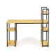 Computer desk with shelves, metal frame, ModernHome, light oak