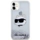 Karl Lagerfeld iPhone 11 / XR vāciņš Liquid Glitter Choupette Head, sudraba