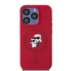 Karl Lagerfeld Silicone Karl&Choupette Heads Ring MagSafe Case for iPhone 15 Pro, Red