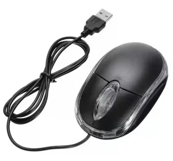Mini Wired Optical Mouse AK190, Black/Transparent