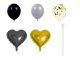 Birthday Party Balloon Set with Confetti Hearts 18 pcs, black gold