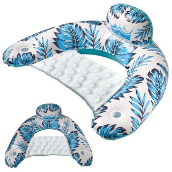 Inflatable Swimming Water Couch Mattress with Bottle Holder, Blue