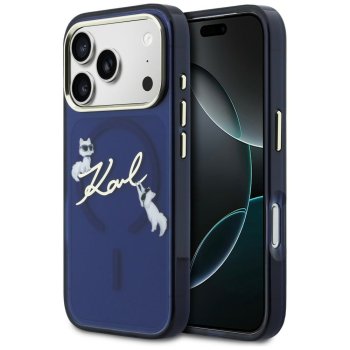 Karl Lagerfeld IML Choupettes Karl Script Logo MagSafe Phone Case Cover iPhone 17 Pro Max - Blue