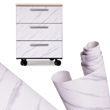 Self-Adhesive Furniture Foil / Wallpaper, White Marble Jazz, 1.22x50m
