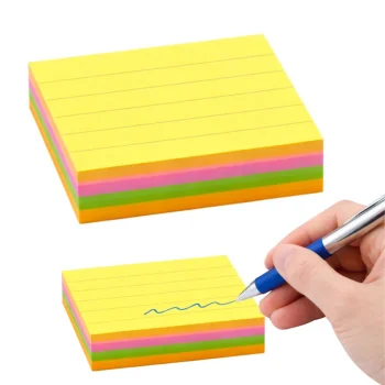 Lined Sticky Notes 76 x 76 mm, 100 Sheets, Assorted Colors