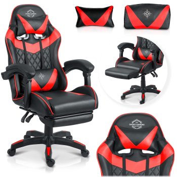 Sofotel Draknor II Ergonomic Gaming Chair with Footrest, Black-Red