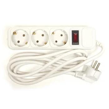 Extension cord 1.8m, 3 sockets, with switch, white