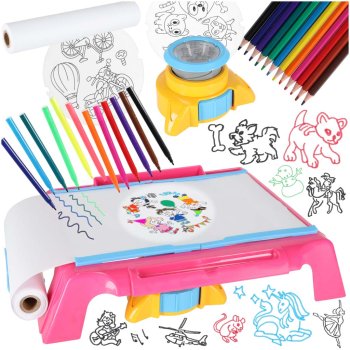 Kids Drawing Projector Table Art Set, Pink