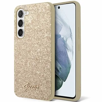 Guess Samsung Galaxy S24+ Case Glitter Script, Gold