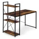 ModernHome Computer Desk with Bookshelf 120x60 cm, Walnut/Metal