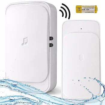 Wireless Doorbell with LED, 300m Range, Waterproof, White