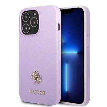 Guess Saffiano 4G Small Metal Logo Case for iPhone 13 Pro Max, Purple