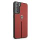 Ferrari Samsung Galaxy S21+ Case Off Track Leather Nylon Stripe, Red