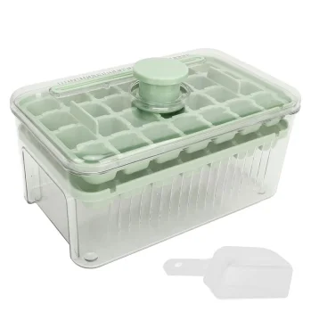 Ice Cube Container with 2 Trays and Scoop DA349, Green