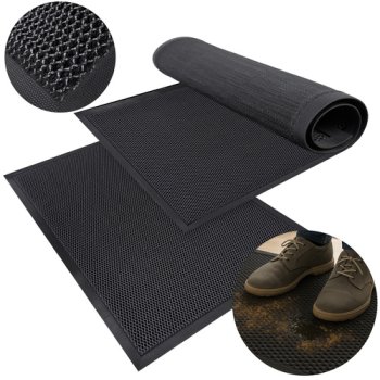 Non-Slip Rubber Entrance Mat 90x60cm Ruhhy 26185, Black
