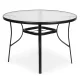 Multigarden Round Garden Table with Glass Top, 105 cm, Black