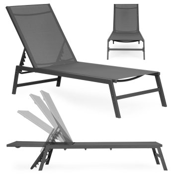 Garden Sun Lounger Adjustable Outdoor Beach Chair MultiGarden, Grey